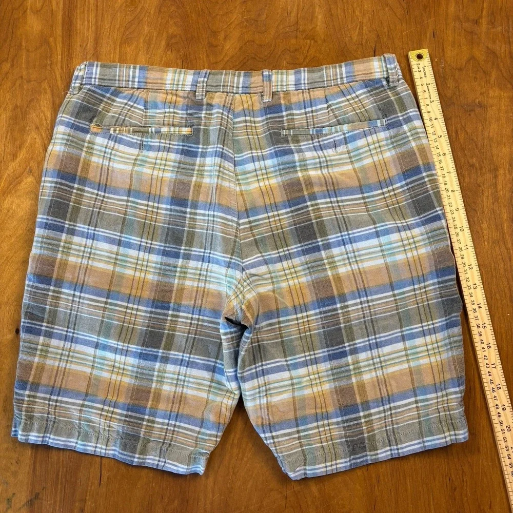 Tommy Bahama Plaid Linen‎ Shorts Lot 2 Mens Size 35 Summer Casual Beach Preppy